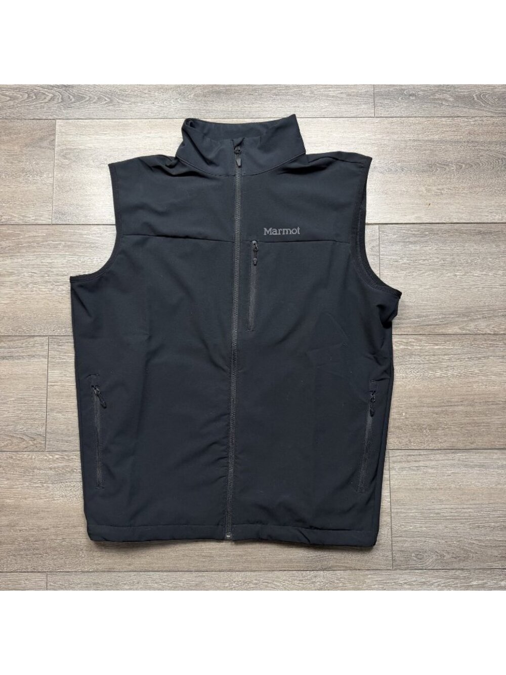 Marmot Full Zip Softshell Vest Men's Size XL Outdoor Hiking Sleeveless Black